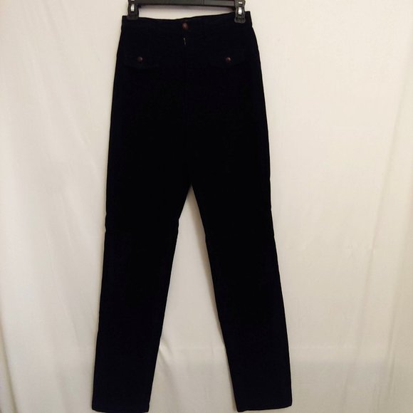 Blumarine Pants - Blumarine Black Velvet Control High Waist Straight skinny Pants 38T
